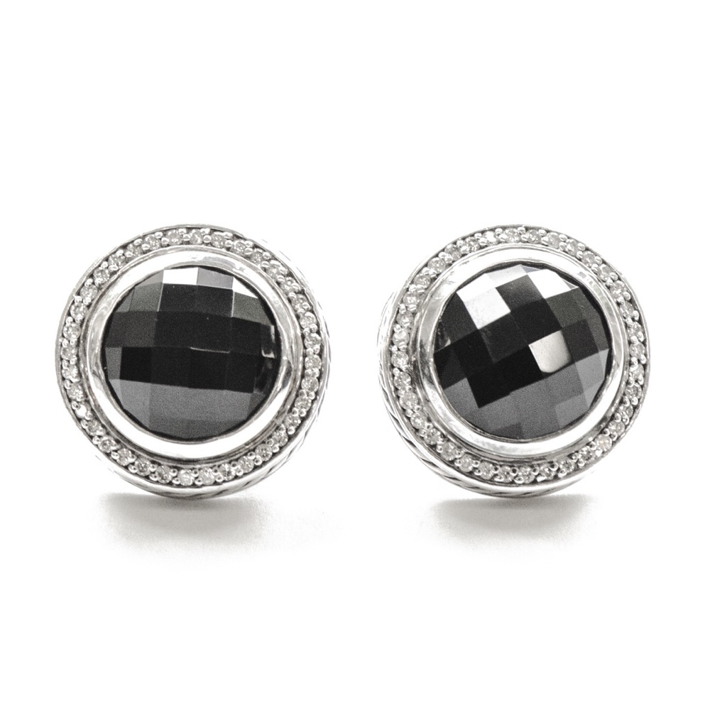 David Yurman Onyx and Diamond stud Earrings